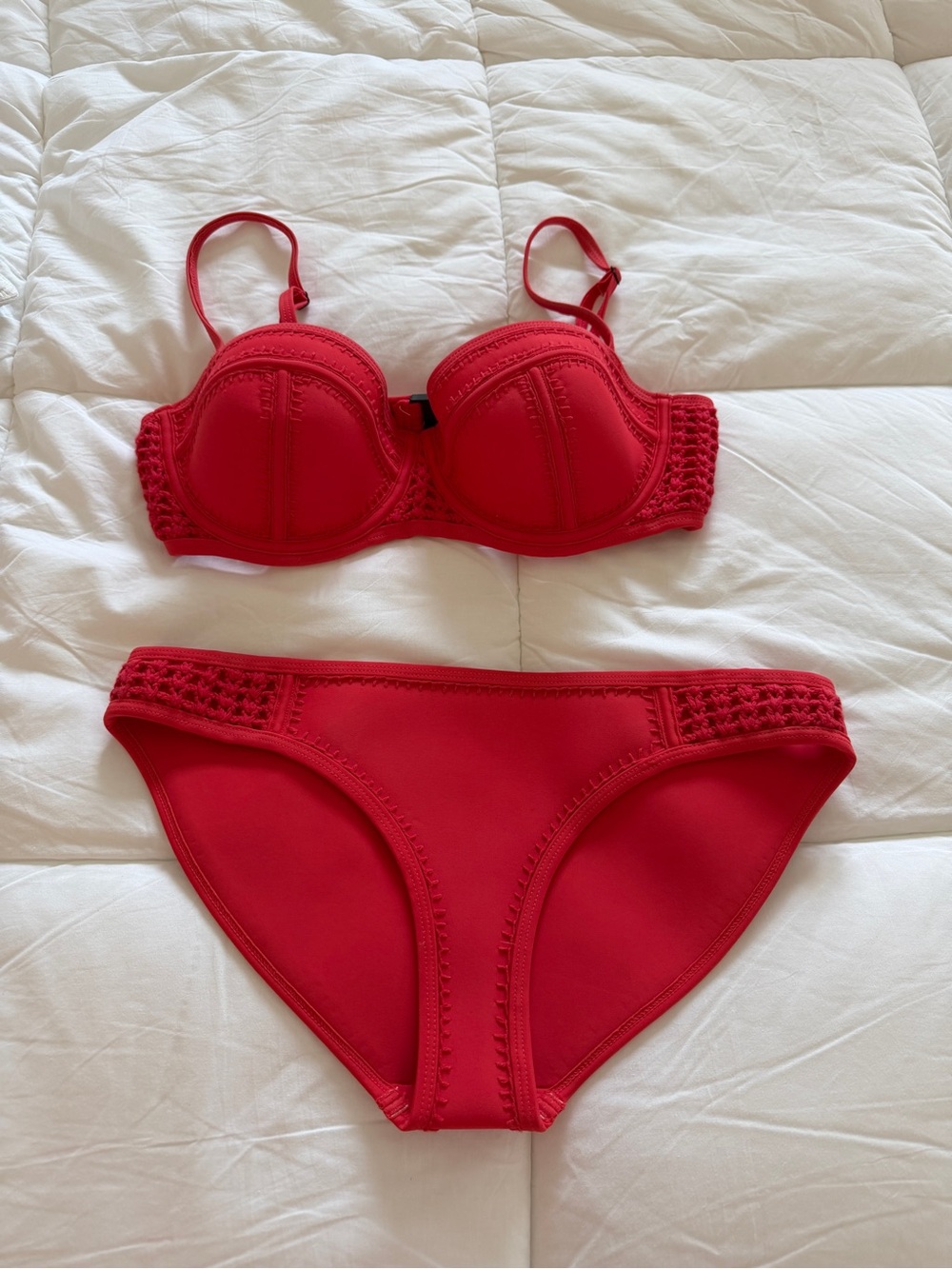 triangl swimwear Red Crochet-Trim Bikini Set